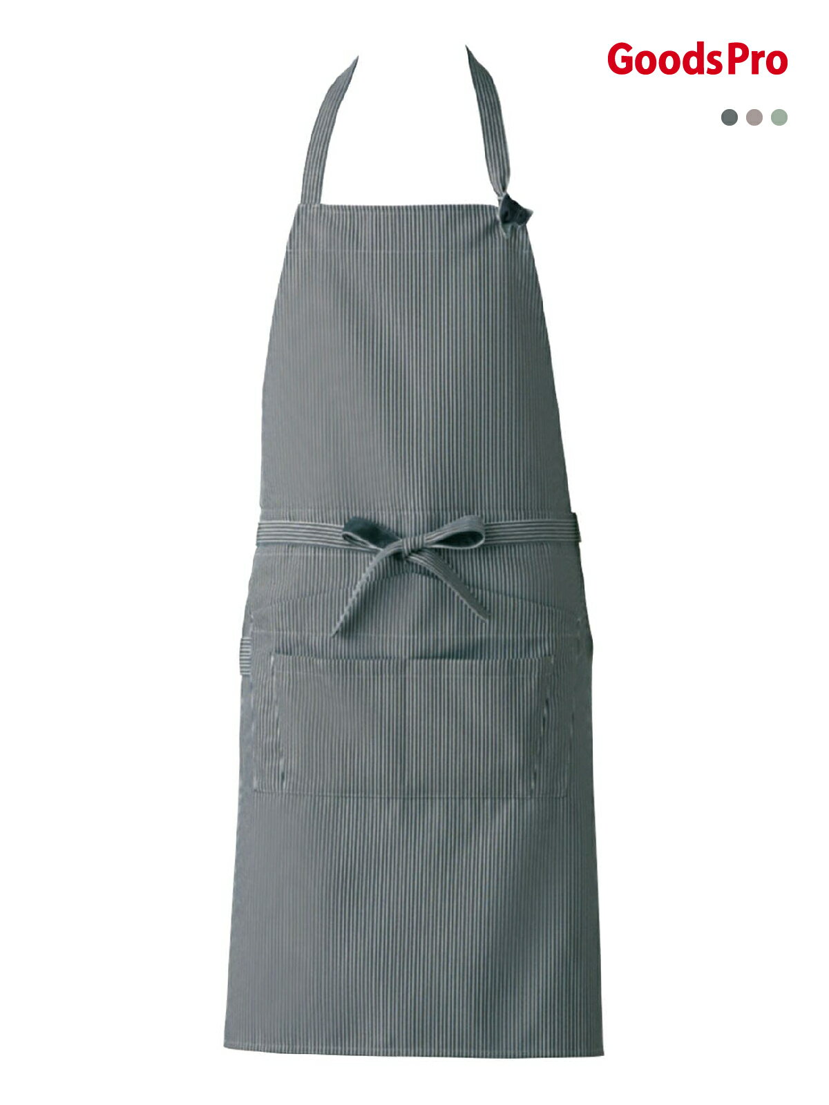 エプロン 男女兼用 CT2386 グリーンxホワイト、ブラウンxホワイト、ブラックxホワイト グッズプロ