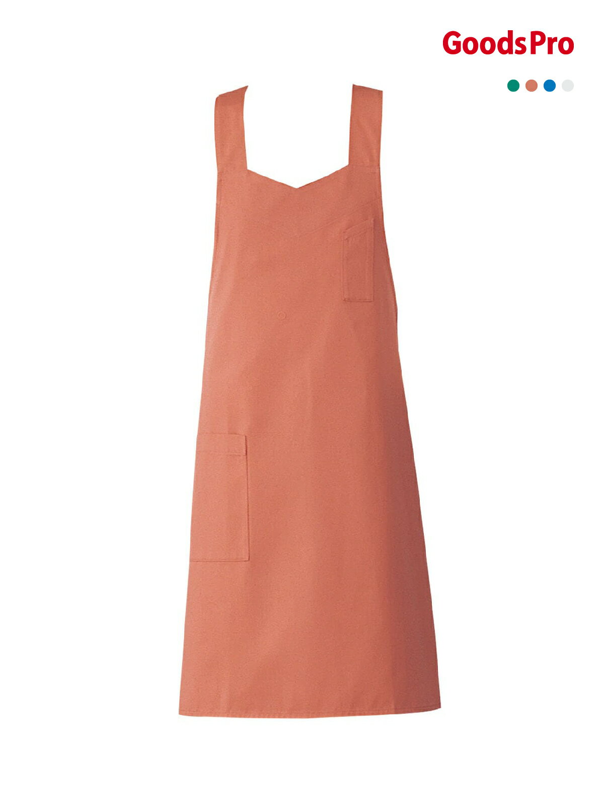 エプロン 男女兼用 CT2515 ホワイト、ブルー、ブリック、グリーン グッズプロ