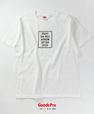 Tシャツ 赤信号右折時一時停止 アメリカ 標識 発汗性の良い快適素材 ドライTシャツ