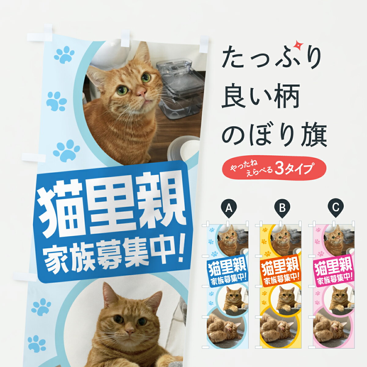 樂天商城 - 【ポスト便 送料360】 のぼり旗 猫里親募集中・猫の里親さん・譲渡会のぼり J89T ペット・動物 グッズプロ 【名入れできます+1017円】