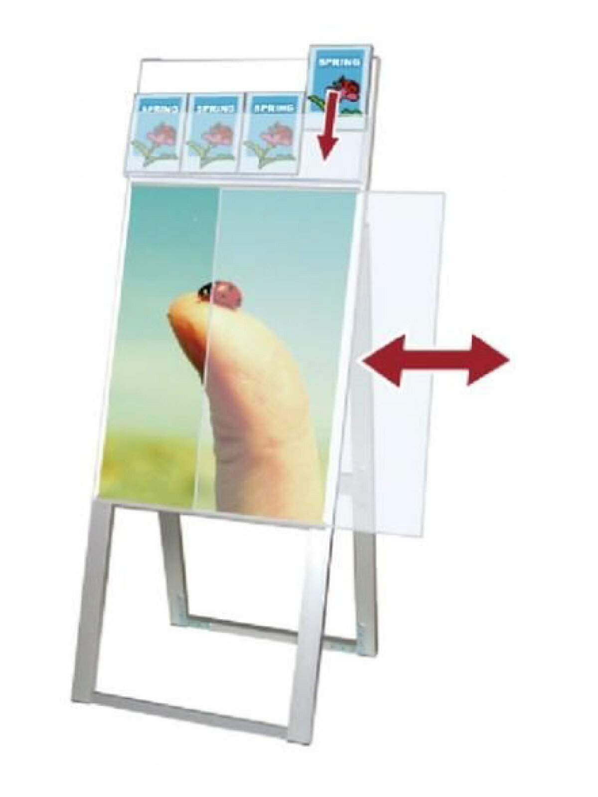 グッズプロのパンフレットケーススタンド看板 Uタイプ A2両面 (PCSKU-A2R)｜アングル3