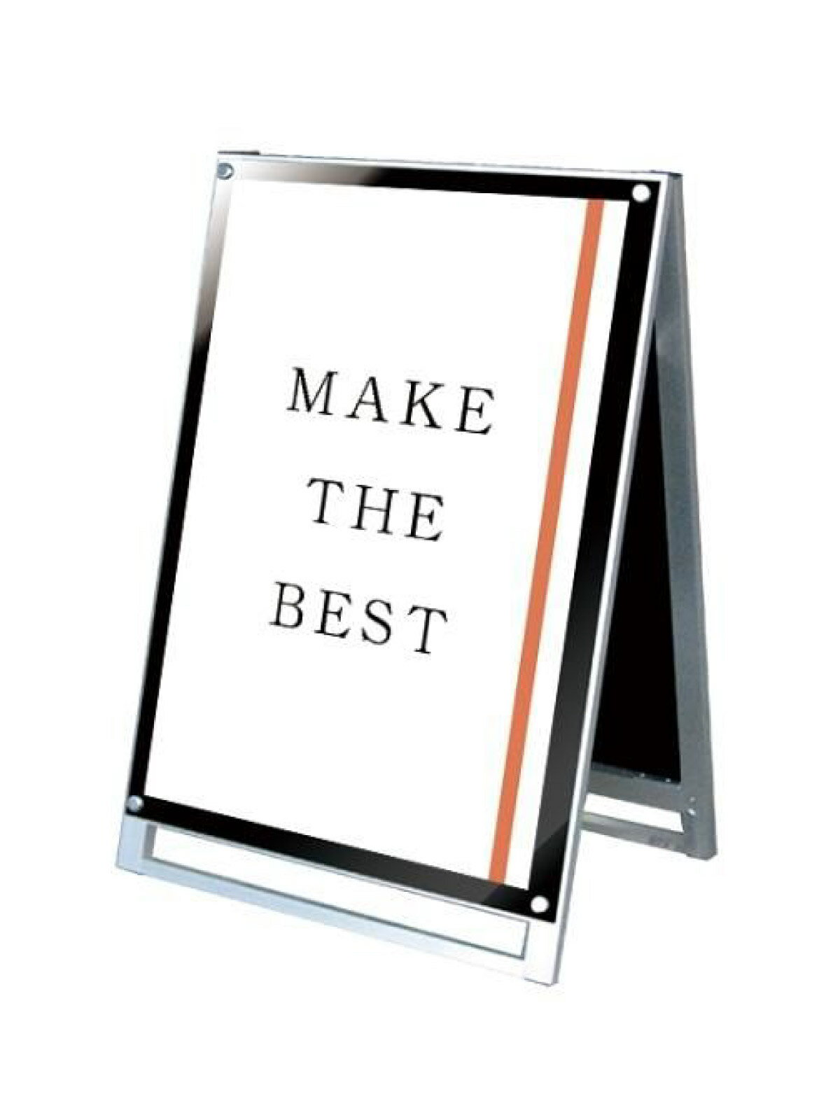 アクリルと化粧ビスでポスターを挟み込んで展示する高級感あるスタンド看板■製品仕様●フレーム=アルミ押出し材/アルマイト仕上(シルバー)●面板=アルミ複合板(黒)3mm厚+アクリル板透明2mm●化粧ビス=アルミ/アルマイト仕上●ポスターサイズ=A1(W594mm×H841mm)●面板サイズ=W664mm×H910mm●重量=11.6kg●対応ウエイトアーム=SKW-B※屋内・屋外可(ポスターには耐水加工が必要です)【型番：PSSK-A1LRB】