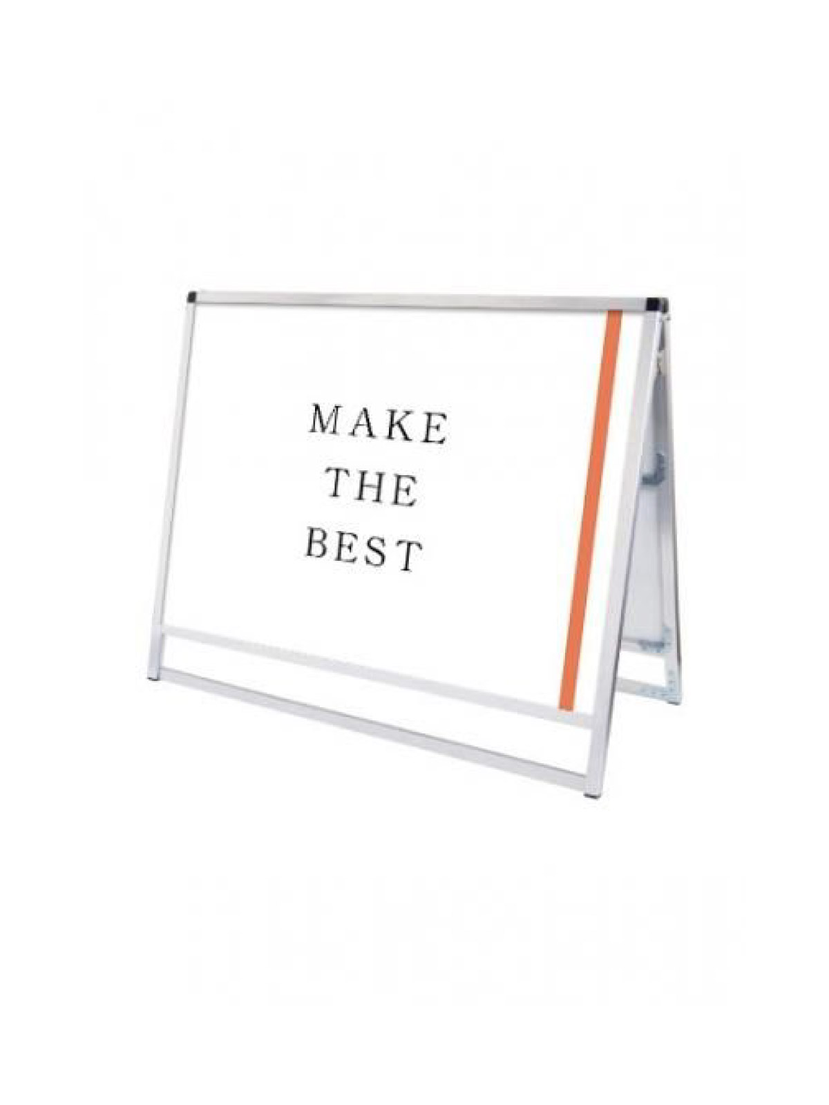 スマートでシンプルなデザインを追求した薄型スタンド看板■製品仕様●本体フレーム＝アルミ押し出し材／アルマイト仕上（シルバー）●表面カバー＝アクリル 透明1.5mm厚●面板＝アルミ複合板（白）3mm厚※防水パックシート付ではありません。※差し...