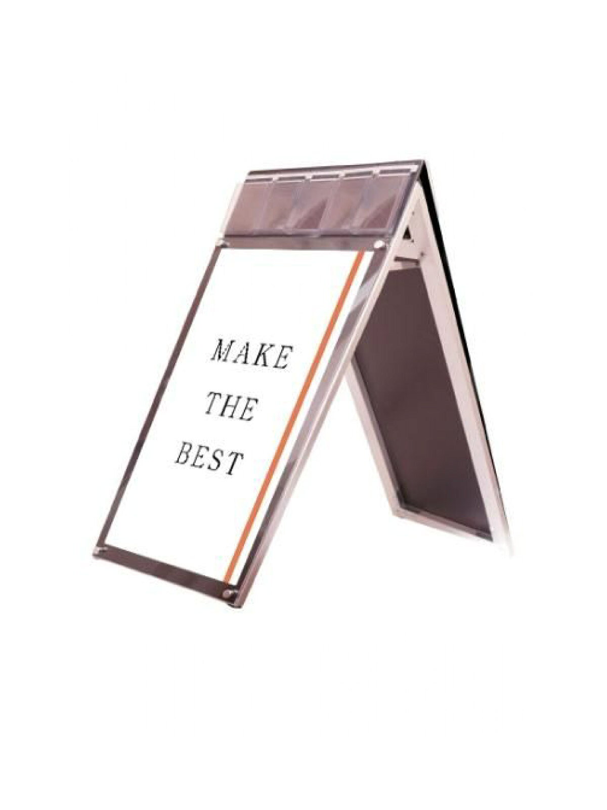 お洒落な雰囲気にも合うA4三つ折りパンフレット用ケースが付いたスタンド看板■製品仕様●フレーム＝アルミ押出し材／アルマイト仕上●レール＝アルミ押出し材／アルマイト仕上●面板＝アルミ複合板（黒）3mm厚＋アクリル板透明2mm●化粧ビス＝φ20アルミ／アルマイト仕上 ※シルバー／ゴールドから選べます。●ケース部／塩ビ／厚1.5mm●背面レール部／アルミ押出材（ブラック）●面板サイズ＝W664mm×H910mm（A1縦対応）※パンフレットケース10ヶ付（フタ無）※屋内用、屋外用ケースには互換性があります。●ポスターサイズ＝A1(W594mm×H841mm)※屋内専用●重量=14.2kg●対応ウエイトアーム=SKW-B【型番：PSSKP-A1LRB】まとめて注文、まとめて届く！屋外に設置する場合はポスター本体に耐水加工が必要となります。 スタンドとは別にポスターを注文する手間を省きませんか？デザインはのぼりの数だけ、欲しいデザインがきっと見つかる！屋内にも、屋外にも、どちらでも使える！ポスターのデザインは弊社で販売しているのぼり旗のデザインからご自由にお選びいただけます。商品購入時に希望するのぼり旗の【商品番号4桁】をご記入ください。Canva・PDF・Illustrator・Photoshopなど、お手元のデータからオリジナルポスターをお作りします。 入稿用テンプレートはコチラ