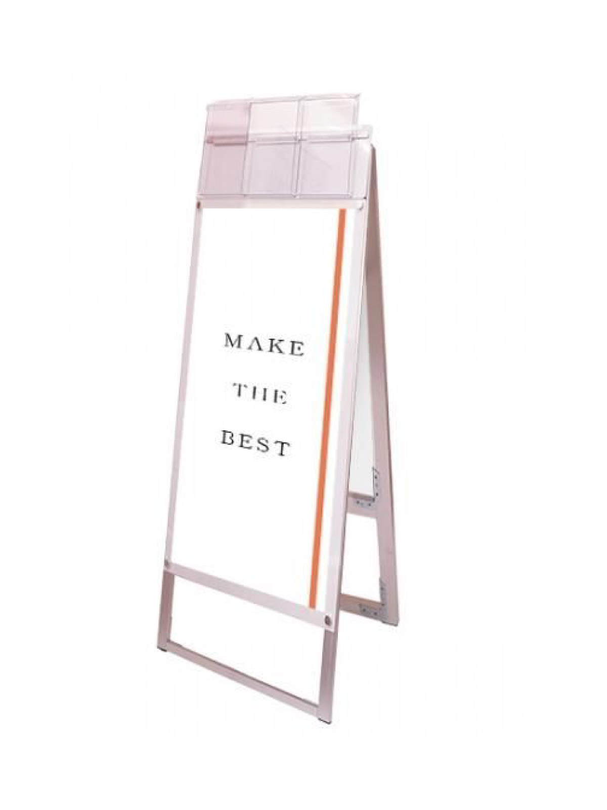 ポスター用スタンド看板マグネジ パンフレットケース付 A3縦縦両面ホワイト(屋外用)