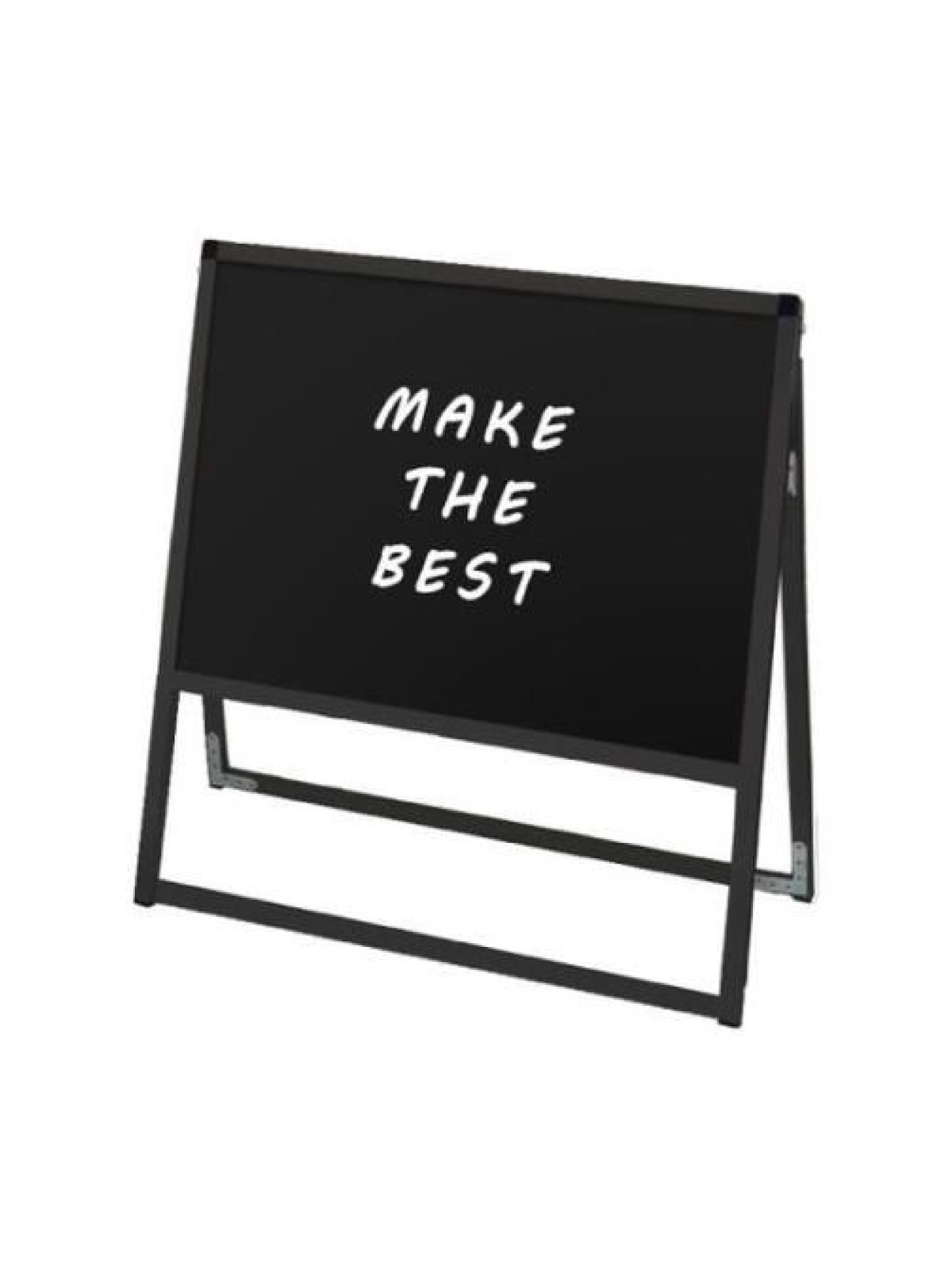 屋外使用可能なアルミ製マーカーボードスタンド看板■製品仕様●本体フレーム=アルミ押出し材/アルマイト仕上(ブラック)●面板=マーカーボード(ブラック)3mm厚※マグネット使用可能※差し替え用面板は、オプションから単品で購入頂けます。●面板有効サイズ=W712mm×H499mm●面板サイズ=B2横(W728mm×H515mm)●重量=4.2kg●対応ウエイトアーム=SKW-A※屋内・屋外可【型番：BVASKBB-B2YK】