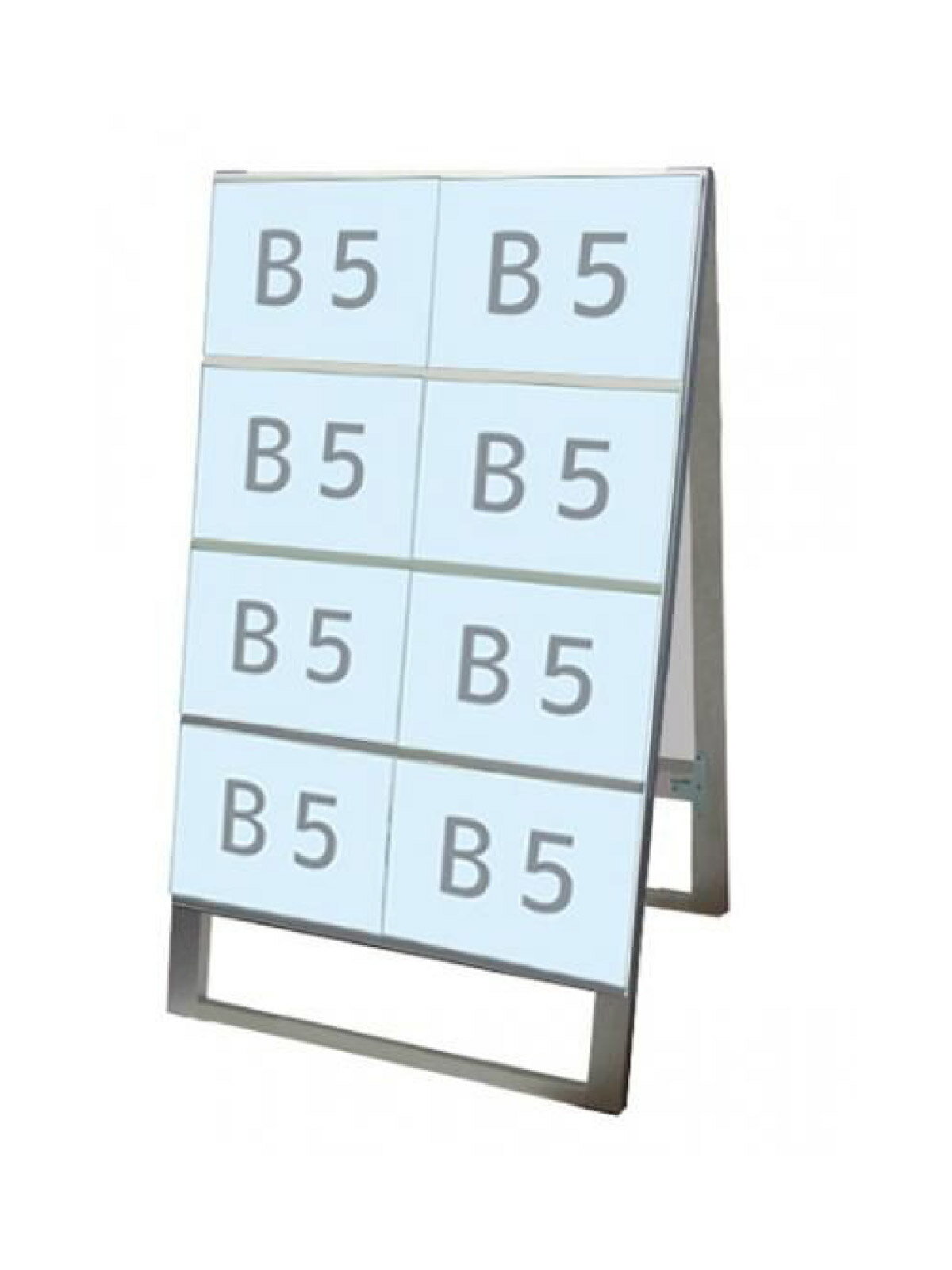 幅広いポスターサイズに対応したカードケース用スタンド看板■製品仕様●フレーム＝20×40mmアルミ押出し材／アルマイト仕上（シルバー）●面板＝アルミ複合板（白）3mm●レール＝アルミジョイナー／アルマイト仕上（シルバー）●カードケース＝再生PET樹脂●面板サイズ＝560mm×773mm●重量＝6.6kg●対応ウエイトアーム＝SKW-A※屋内・屋外可(ポスターには耐水加工が必要です)【型番：CCSK-B5Y16R】