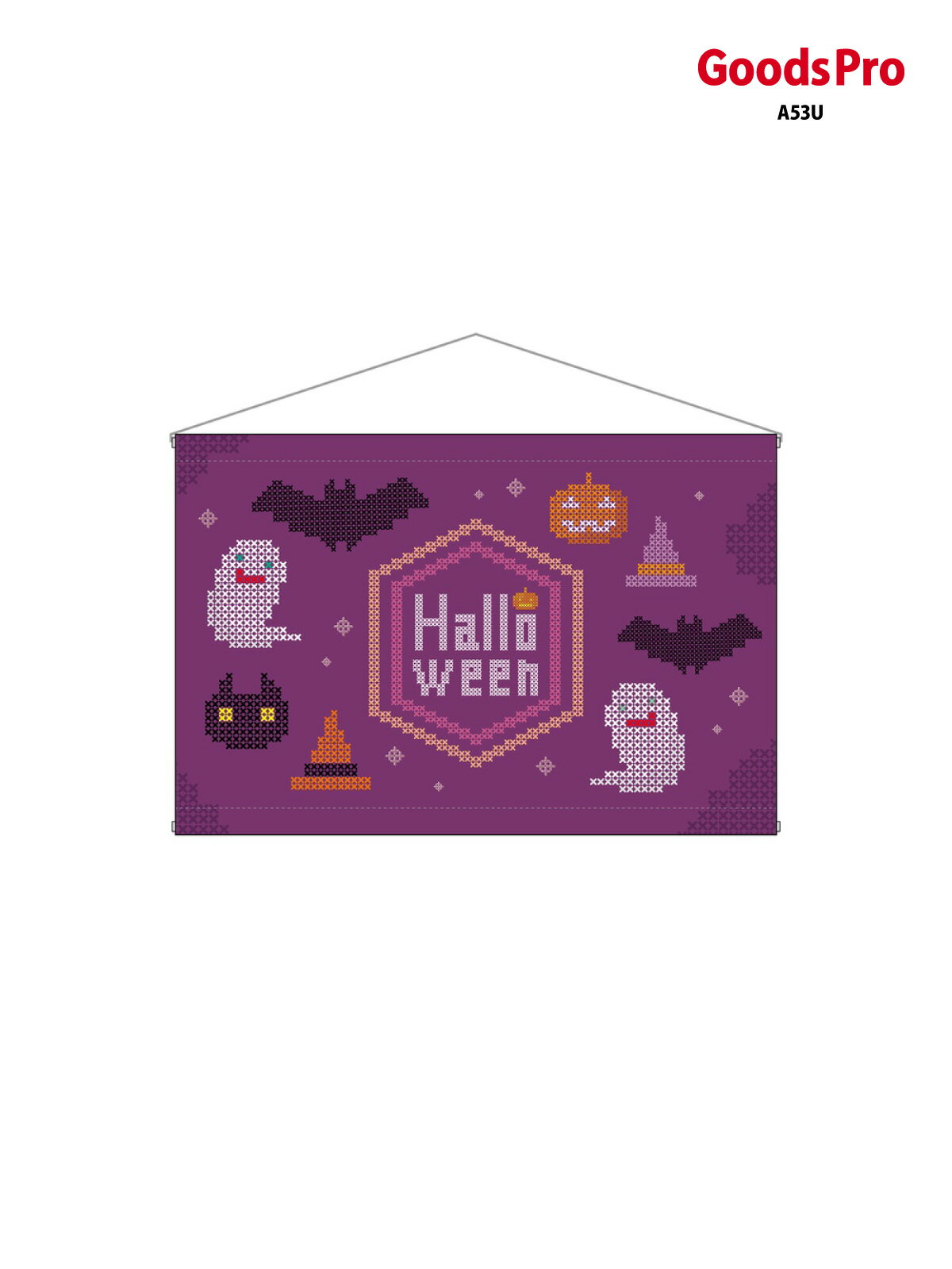 ワイドタペストリー Halloween クロスステッチ紫 40124 グッズプロ