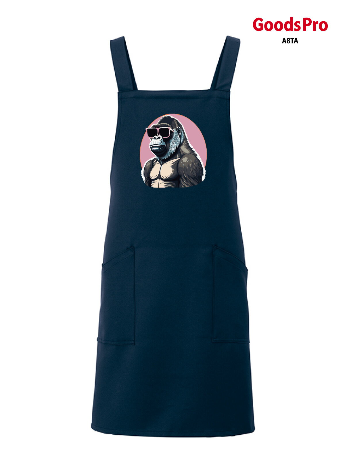 サングラスとゴリラ グッズプロ エプロン 業務用 撥水 名入れ ロゴ印刷