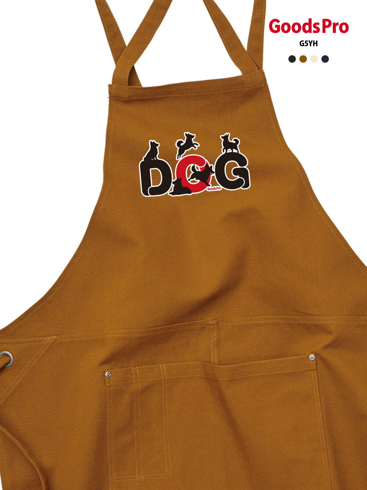 【犬まみれ DOG】12.2oz ヘヴィーキャンバス エプロン デザイン プリント 4色