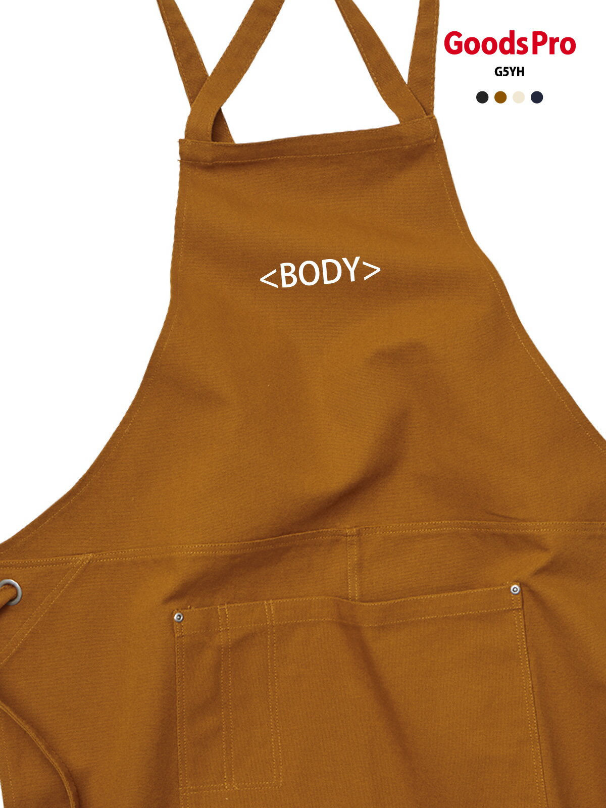 【BODY HTMLコードタグ】12.2oz ヘヴィーキャンバス エプロン デザイン プリント 4色
