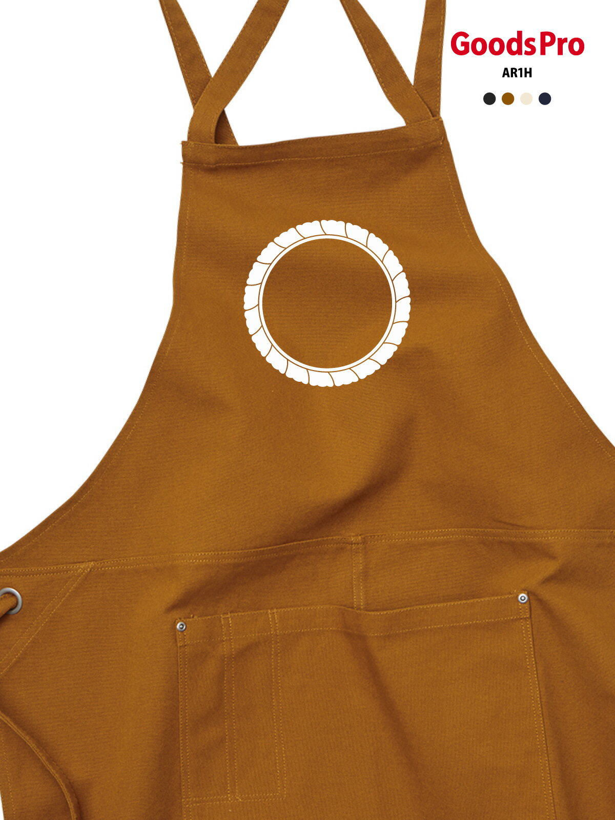 Aprons - 【家紋 外藤輪】12.2oz ヘヴィーキャンバス エプロン 和柄 デザイン プリント 4色