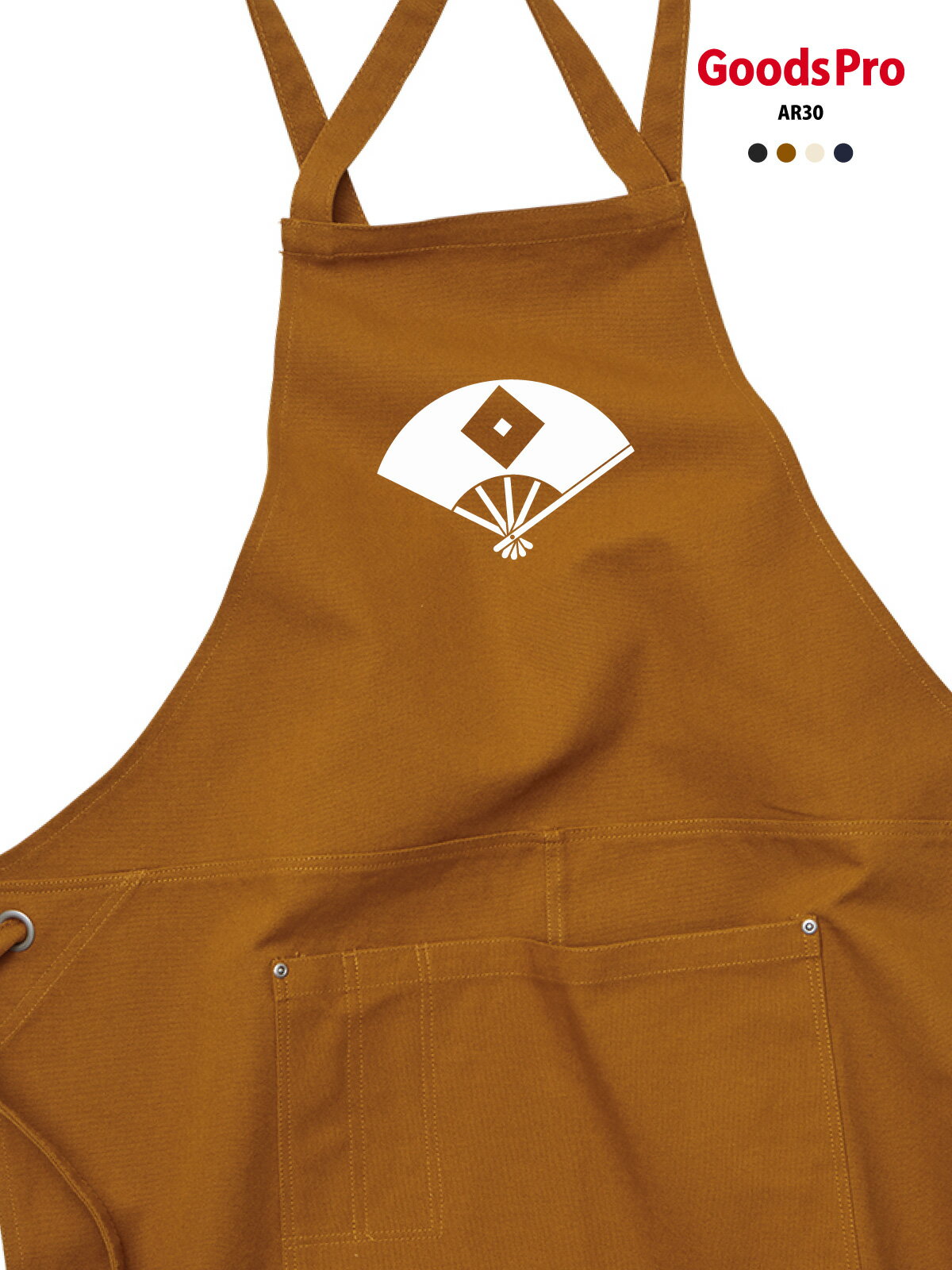 樂天商城 - 【家紋 扇に地抜き釘抜き】12.2oz ヘヴィーキャンバス エプロン 和柄 デザイン プリント 4色