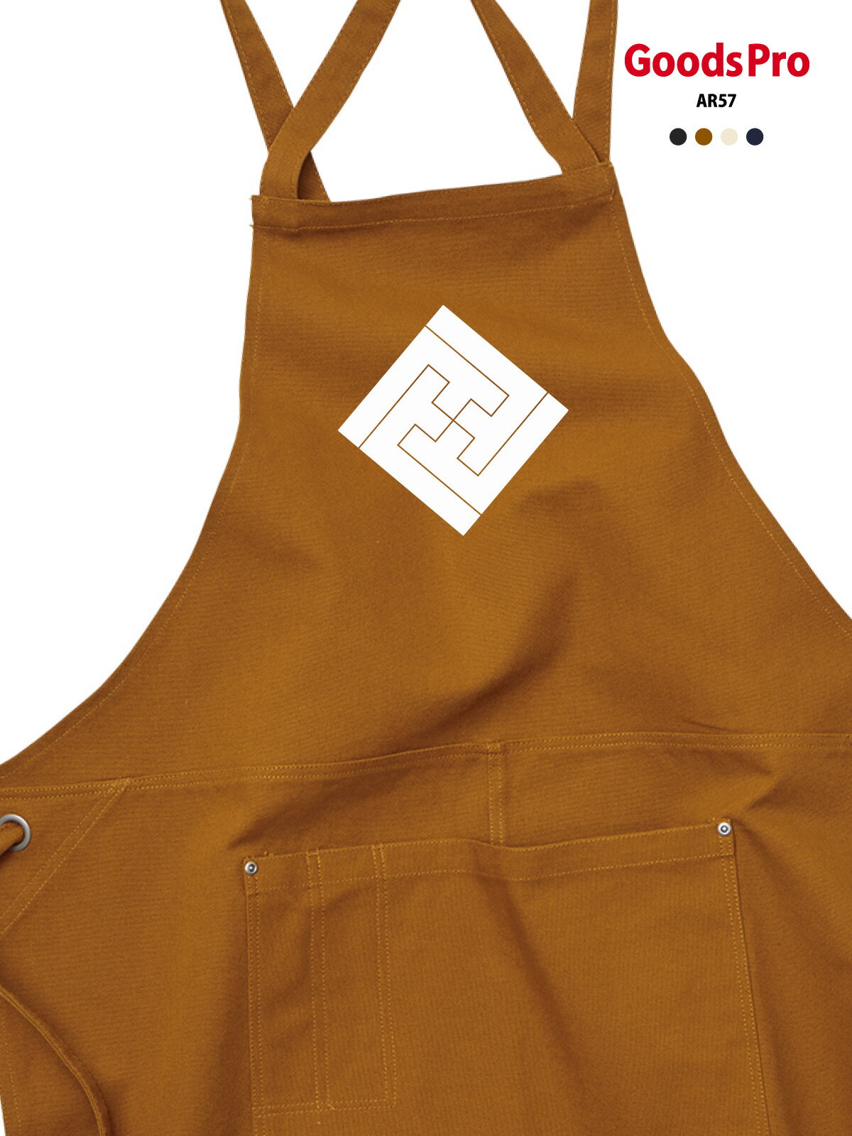 【家紋 角立て紗綾形稲妻】12.2oz ヘヴィーキャンバス エプロン 和柄 デザイン プリント 4色