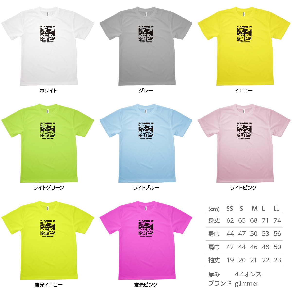 Tシャツ 才色兼備 さいしきけんび SAISHIKIKEMBI 発汗性の良い快適素材 ドライTシャツ 3