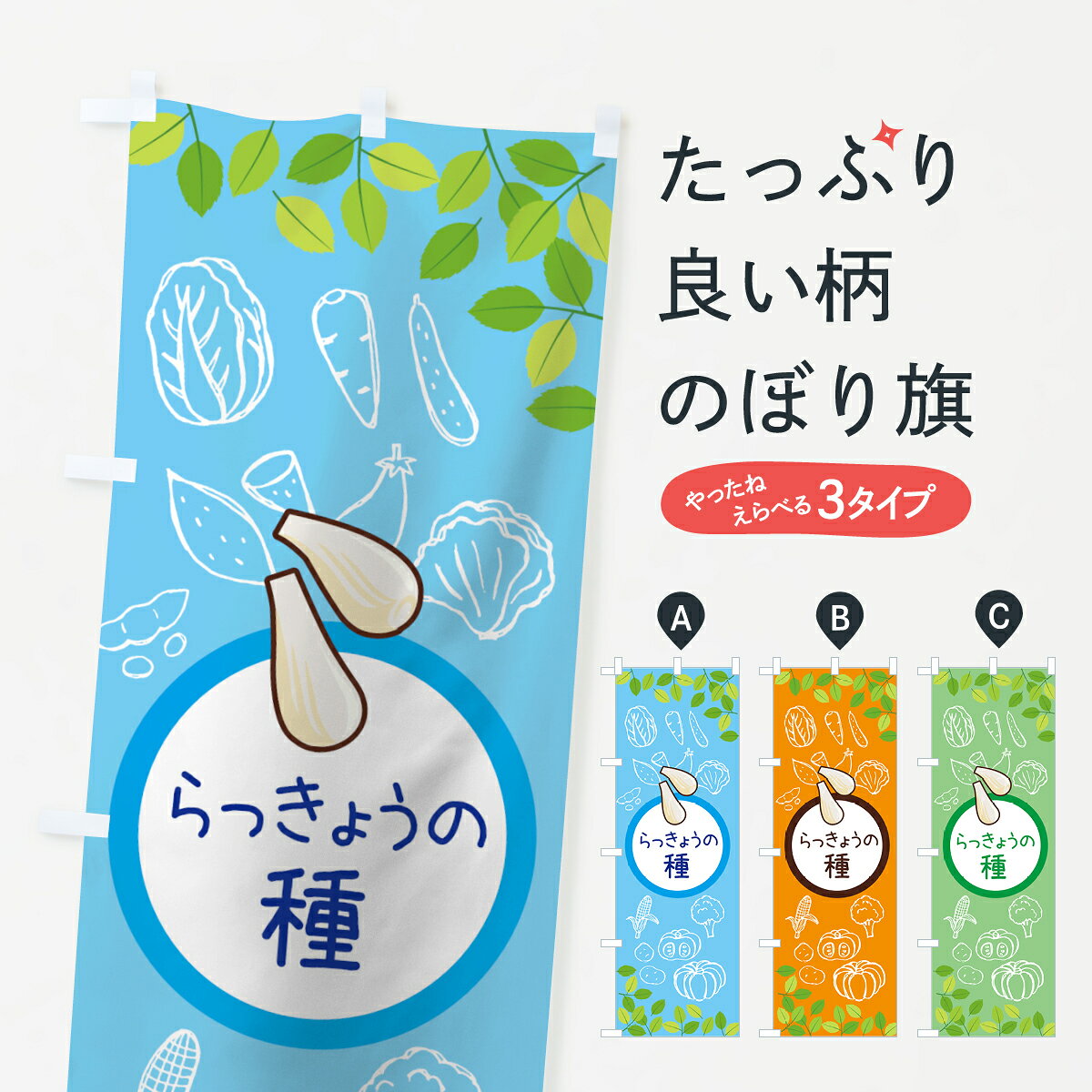 【ネコポス送料360】 のぼり旗 らっきょうの種のぼり 7N6C 種・たね グッズプロ 【名入れできます+1017円】