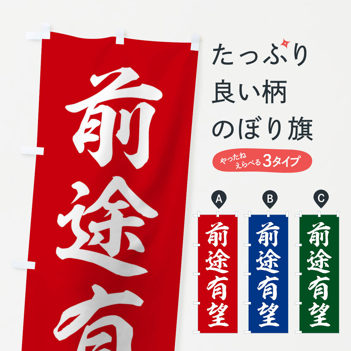【ネコポス送料360】 のぼり旗 四字熟語／前途有望のぼり 214H 助演 グッズプロ 【名入れできます+1017円】