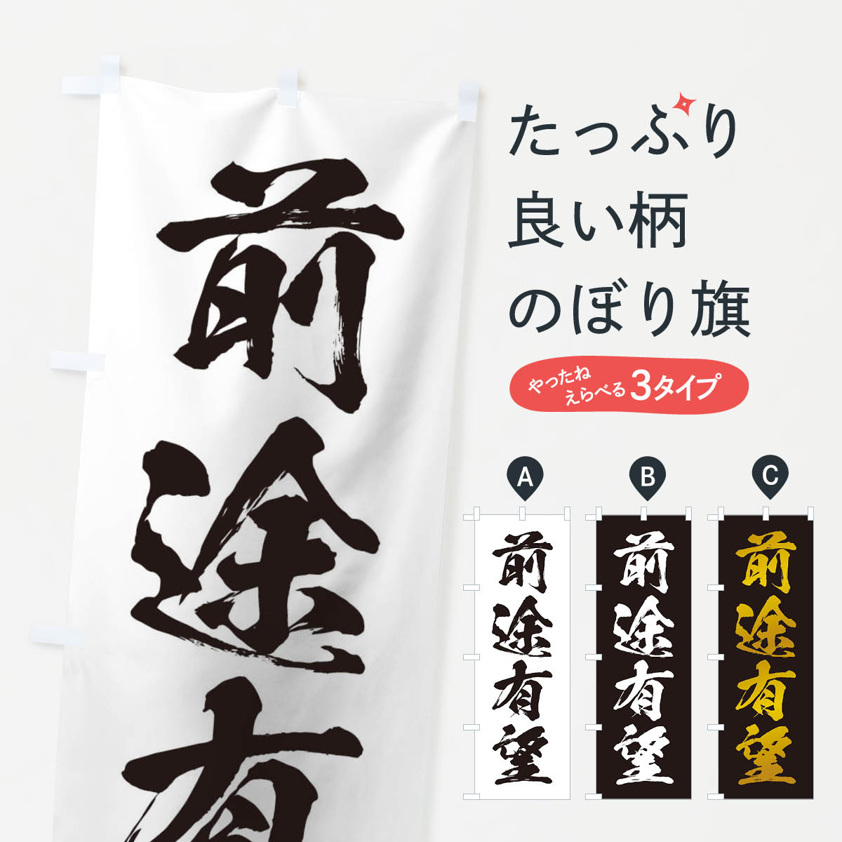 【ネコポス送料360】 のぼり旗 四字熟語／前途有望のぼり 21X9 助演 グッズプロ 【名入れできます+1017円】