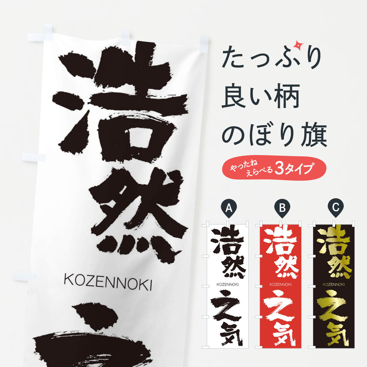 【ネコポス送料360】 のぼり旗 浩然之気のぼり 2F60 こうぜんのき KOZENNOKI 四字熟語 助演 グッズプロ 【名入れできます+1017円】