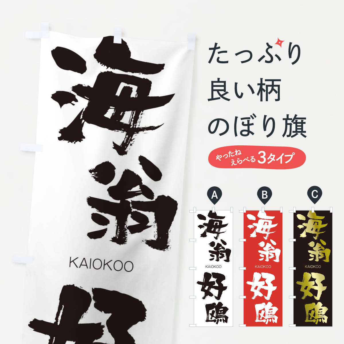【ネコポス送料360】 のぼり旗 海翁好鴎のぼり 2G4K かいおうこうおう KAIOKOO 四字熟語 助演 グッズプロ 【名入れできます+1017円】
