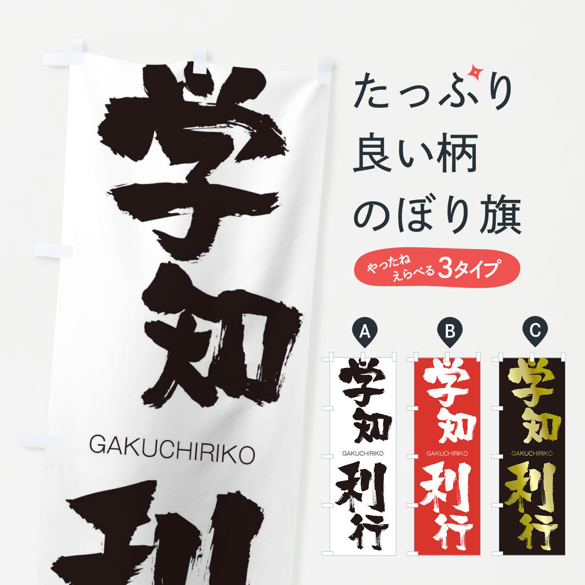 【ネコポス送料360】 のぼり旗 学知利行のぼり 2G8T がくちりこう GAKUCHIRIKO 四字熟語 助演 グッズプロ 【名入れできます+1017円】