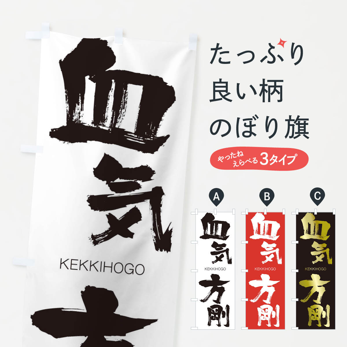 【ネコポス送料360】 のぼり旗 血気方剛のぼり 2NN2 けっきほうごう KEKKIHOGO 四字熟語 助演 グッズプロ 【名入れできます+1017円】