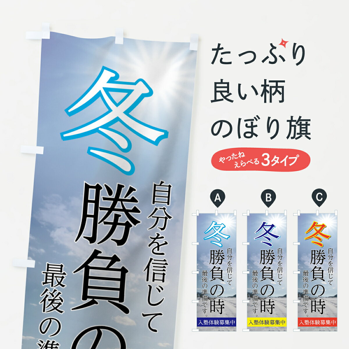 【ネコポス送料360】 のぼり旗 冬塾体験募集中のぼり 755G 冬期講習 グッズプロ 【名入れできます+1017円】