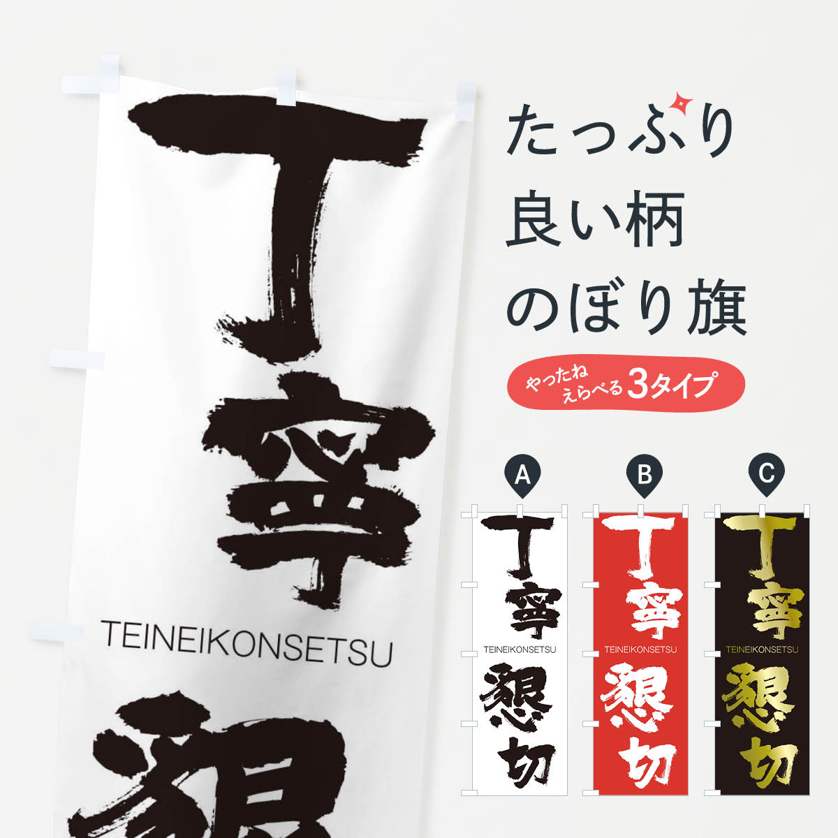 【ネコポス送料360】 のぼり旗 丁寧懇切のぼり 28RP TEINEIKONSETSU 四字熟語 助演 グッズプロ 【名入れできます+1017円】