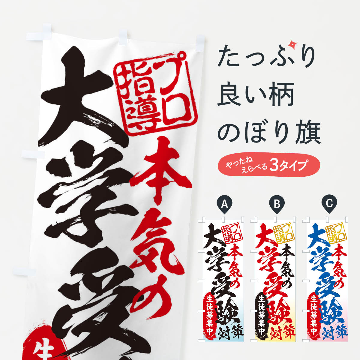 楽天グッズプロ【ネコポス送料360】 のぼり旗 大学受験対策／生徒募集中／学習塾のぼり 2SJ1 グッズプロ グッズプロ