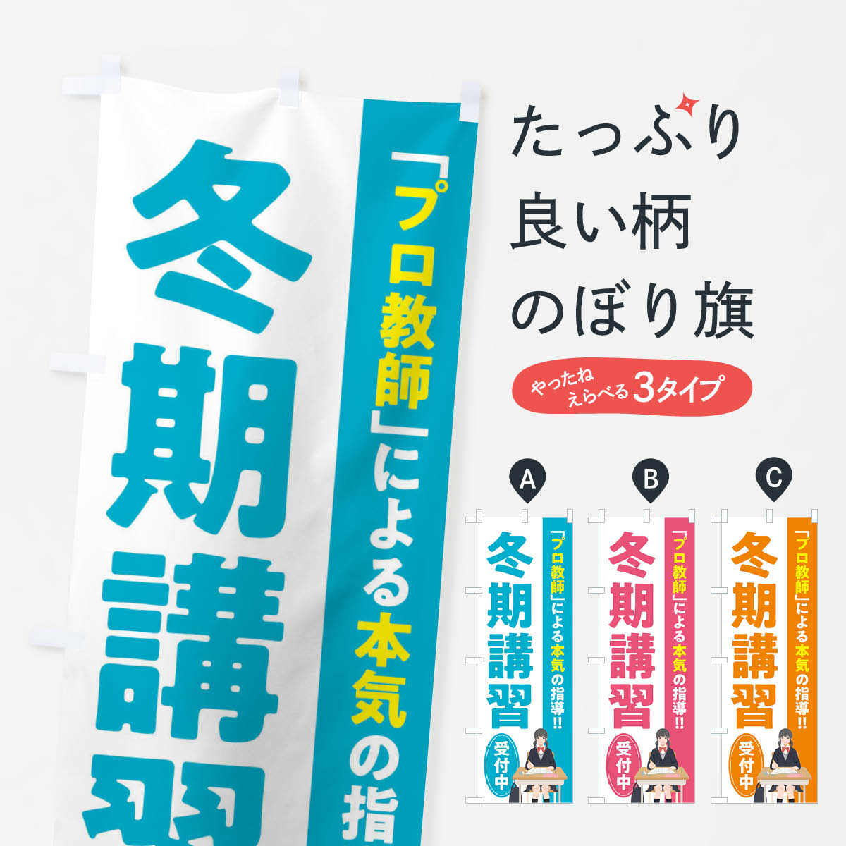 楽天グッズプロ【ネコポス送料360】 のぼり旗 冬期講習／学習塾・予備校のぼり EUC0 グッズプロ