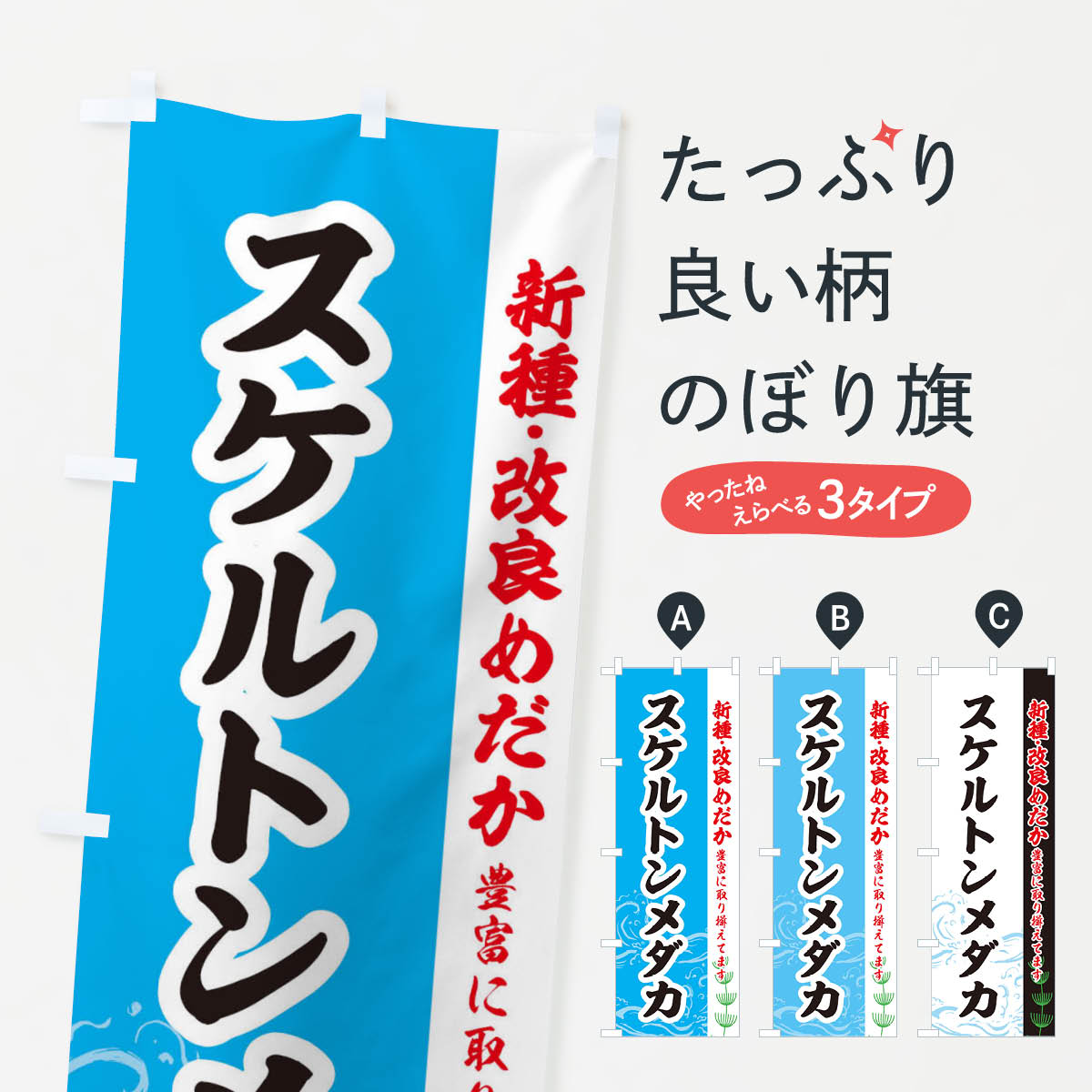 【ネコポス送料360】 のぼり旗 スケルトンメダカのぼり EUPY めだか めだか新種・改良