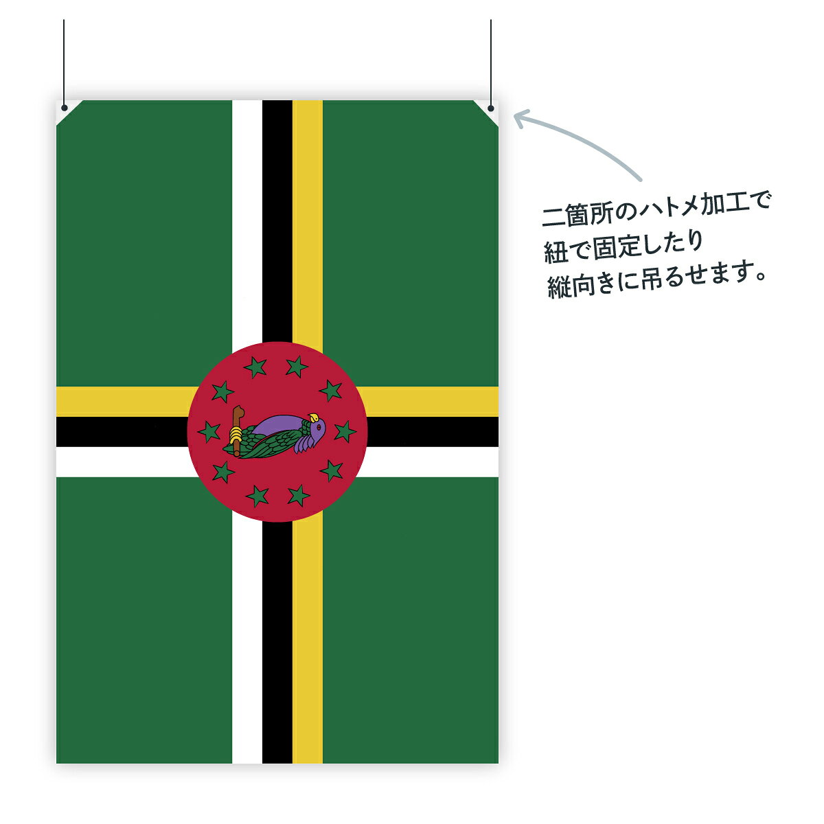 グッズプロのドミニカ国 国旗 W75cm H50cm｜アングル2
