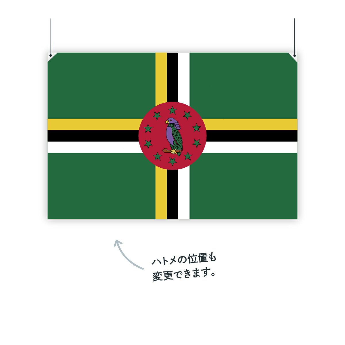グッズプロのドミニカ国 国旗 W75cm H50cm｜アングル3