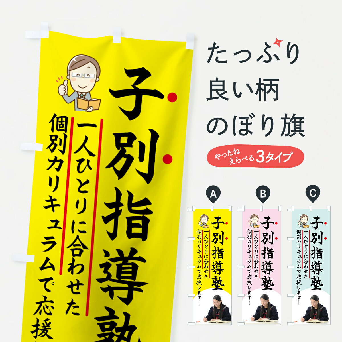 【ネコポス送料360】 のぼり旗 子別指導塾のぼり 78C8 個別指導 グッズプロ グッズプロ