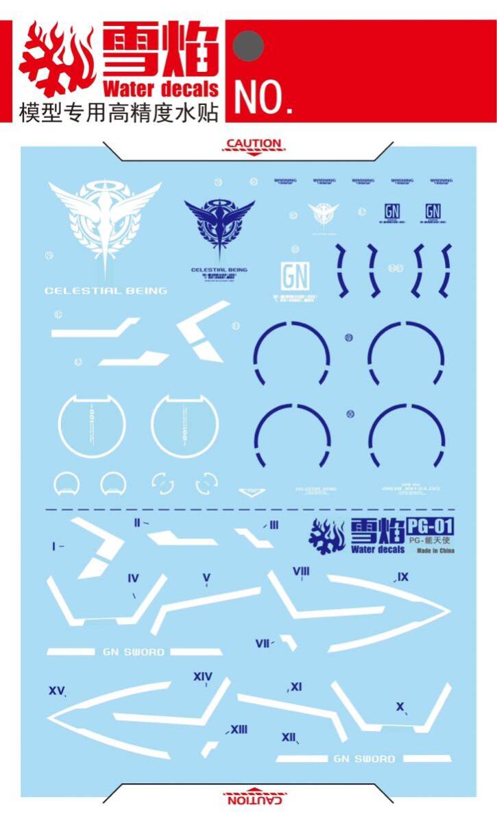 PG 1/60 ガンダムエクシア 専用 水転写式デカール ディテールアップデカール プラモデル用
