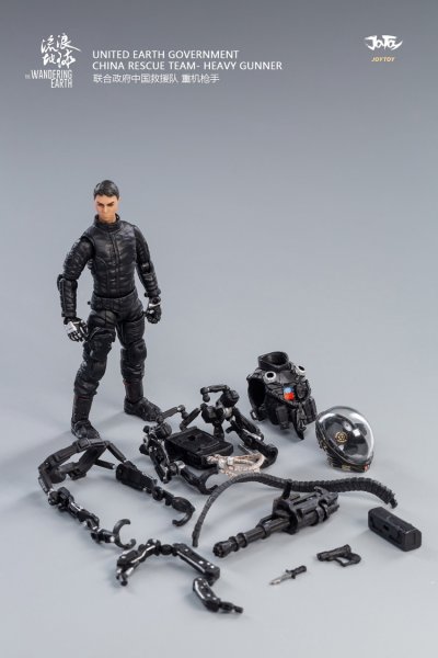 JOYTOY 流浪地球中国救援隊隊長 偵察兵 重機関銃士 1/18 アクションフィギュア JT0388