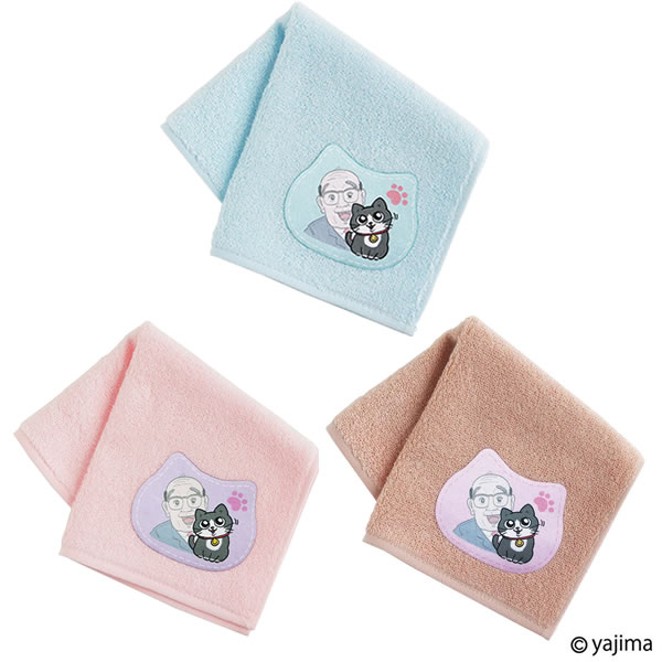 【ブルーミング中西】ねこに転生したおじさん タオルハンカチ プンちゃん&おじさん