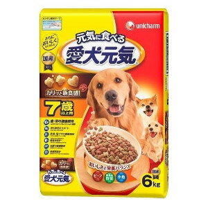 【送料無料】ユニ・チャーム 愛犬元気 7歳以上用 ビーフ・緑黄色野菜・小魚入り 6.0kg 4520699655818※メーカー都合によりパッケージ、デザインが変更となる場合がございますユニ・チャームペット