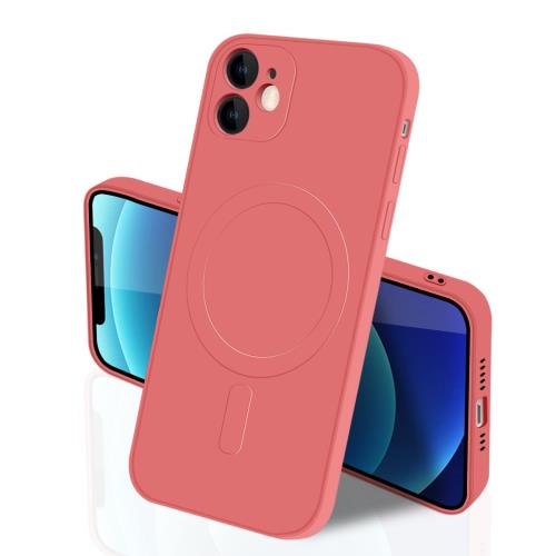 IPhone 12 MagSafe ケース マグネット搭載 シリコン アイフォン12 カバー スマホケース 全面保護 耐衝撃 液体シリコーン 薄型 ワイヤレス充電対応 ストラップホール付き 滑り止め 落下防止 6.1インチ（レッド）のサムネイル