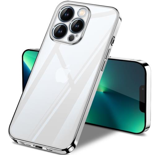 JOUMIN YAO iPhone 13 Pro ケース クリア TPU 黄ばみにくい 韓国 いpほね13pro カバー アイフォン13Pro ソフト 透明 スマホケース TPU 薄型 耐衝撃 軽量 メッキ加工 携帯カバー ストラップホール付き 落下防止 擦り傷防止 6.1インチ（シルバー）