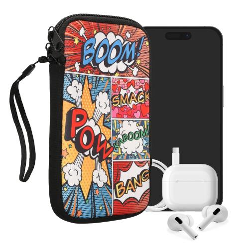 kwmobile スマホ 保護ケース XL - 6.7/6.8対応 - ネオプレン クッション カバー - 内寸法 コミックシンボルデザイン マルチカラー 17.2 x 8.4 cm 対応