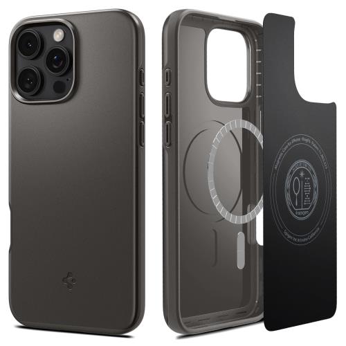 Spigen iPhone 16 Pro ケース MagSafe対応 マグネット搭載 米軍MIL規格 マット 薄型 シン・フィット・マグフィット ACS08107 (ガンメタル)
