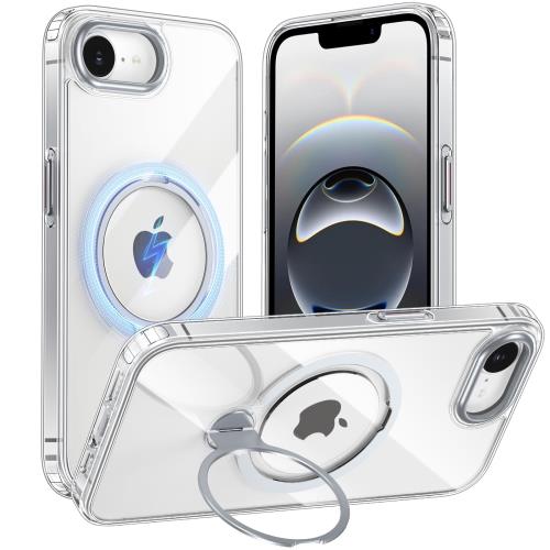 Fadkzyxr iPhone 16e 用 ケース MagSafe対応 リング360°回転スタンド機能 縦横両対応 透明 黄ばみ防止 ワイヤレス充電 いphone16e スマホケース レンズ保護 指紋防止