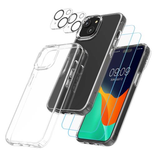 kwmobile 1x 保護セット iPhone 15 Plus対応 スマホケース 保護フィルム - ...