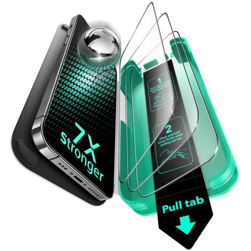 3秒で完成・50kg耐衝撃ESR iPhone 14 Pro Max ガラスフィルム 9H越え 強化 ...