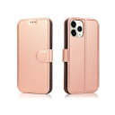 QLTYPRI iPhone 12 Pro Max 6.7 inch ケース 手帳型 本革レザー カード収納 横置き Qi充電対応 耐衝撃 全面保護 シンプル 人気 おしゃれ 財布型 カバー - ローズゴールド