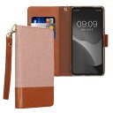 kwmobile スマホケース Samsung Galaxy A53 5G対応 ケース - 手帳型 カード収納 スタンド PUレザー アンティークピンク/茶色