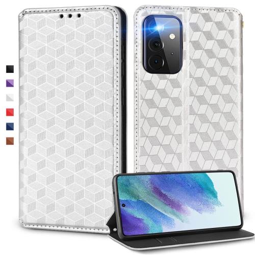 UnivoColors Galaxy A52 5G (SC-53B) 手帳型ケース 高級合皮 カード収納 マグネット開閉 スタンド機能 ストラップホール付き TPUソフトバンパー 全面保護 カメラ保護 衝撃吸収 ビジネス おしゃれ カバー(シルバー) N