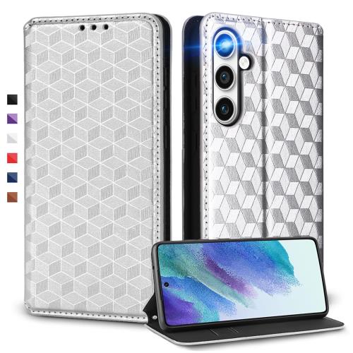 UnivoColors Galaxy A55 5G(SC-53E/SCG27) 手帳型ケース 高級合皮 カード収納 マグネット開閉 スタンド機能 ストラップホール付き TPUソフトバンパー 全面保護 カメラ保護 衝撃吸収 ビジネス おしゃれ カバー(シルバー)