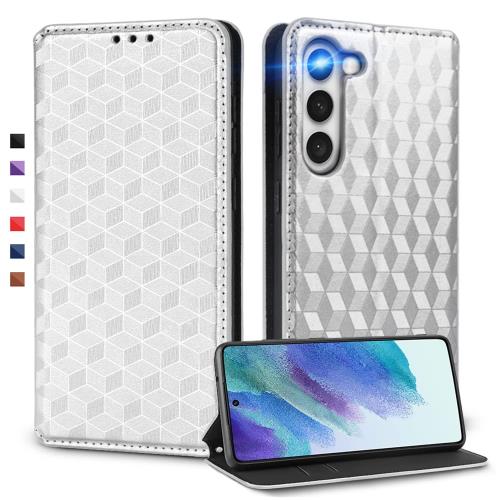 UnivoColors Galaxy S23 (SC-51D/SCG19) 手帳型ケース 高級合皮 カード収納 マグネット開閉 スタンド機能 ストラップホール付き TPUソフトバンパー 全面保護 カメラ保護 衝撃吸収 ビジネス おしゃれ カバー(シルバー) N